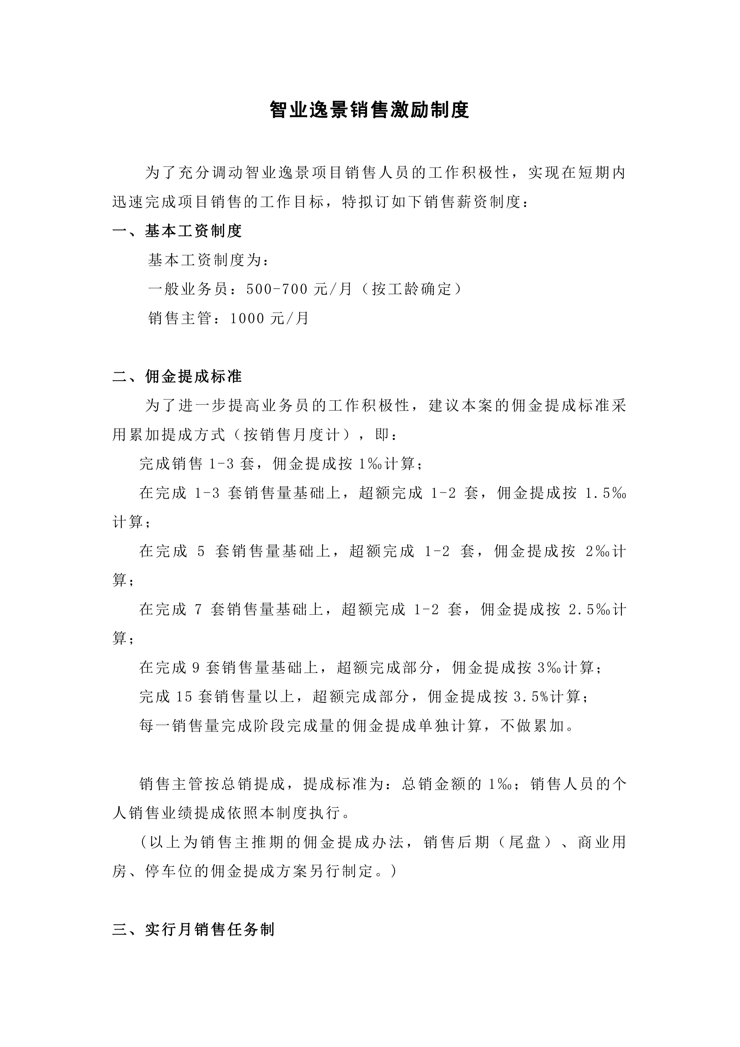 房地产公司销售激励方案模版