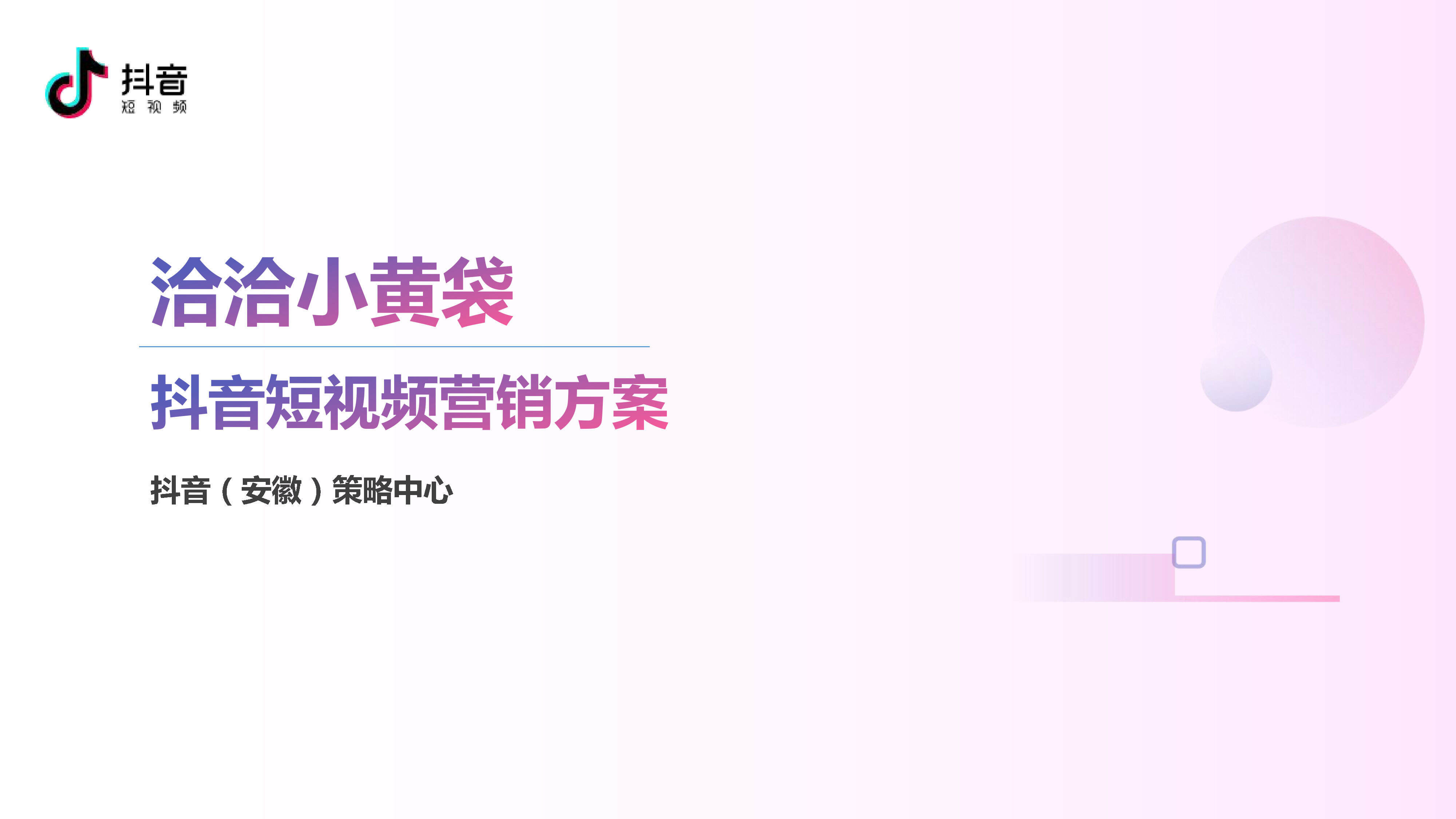 洽洽小黄袋&抖音短视频运营营销方案