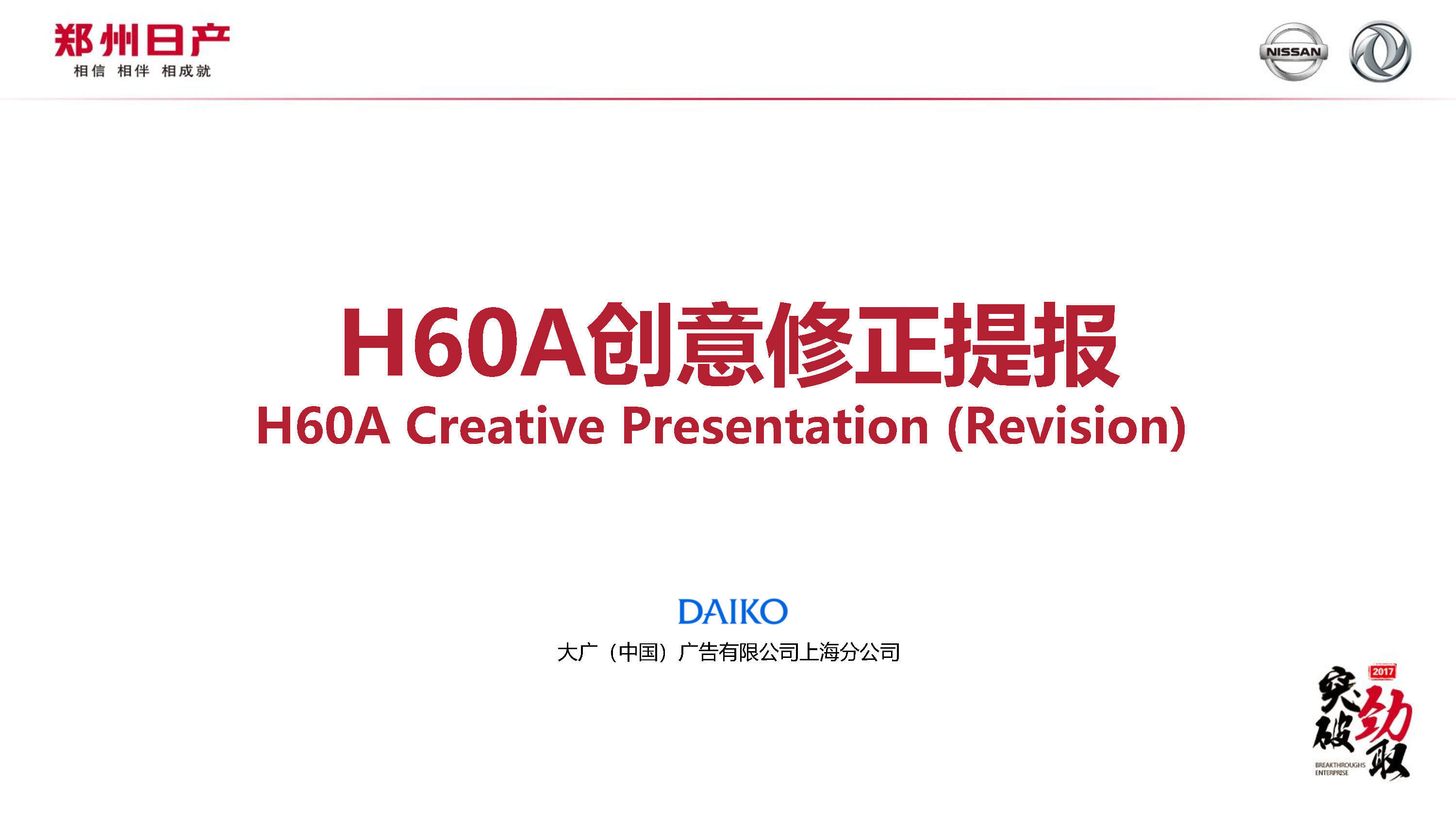 郑州日产H60A创意修正提报
