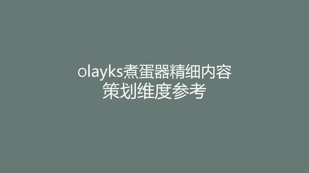 2022Olayks煮蛋器精细内容策划维度参考