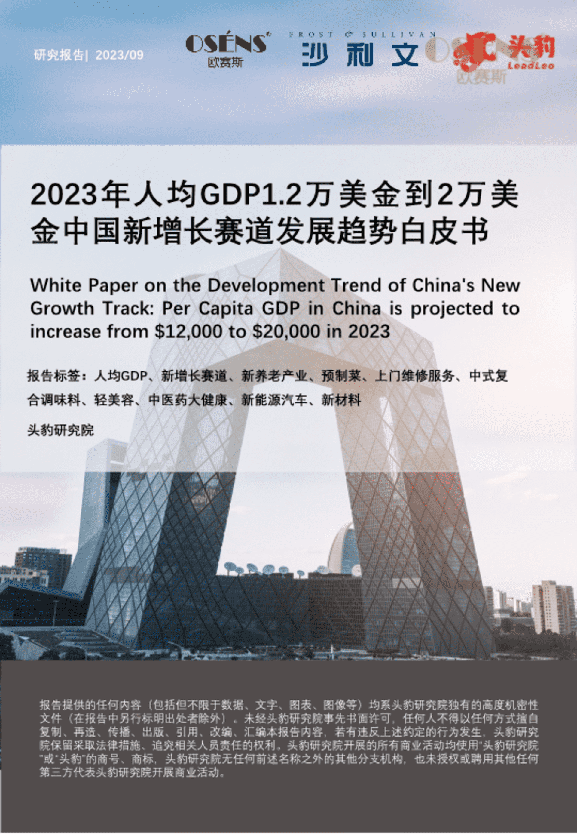 2023年人均GDP1_2万美金到2万美金中国新增长赛道发展趋势白皮书-欧赛斯911超级品牌日