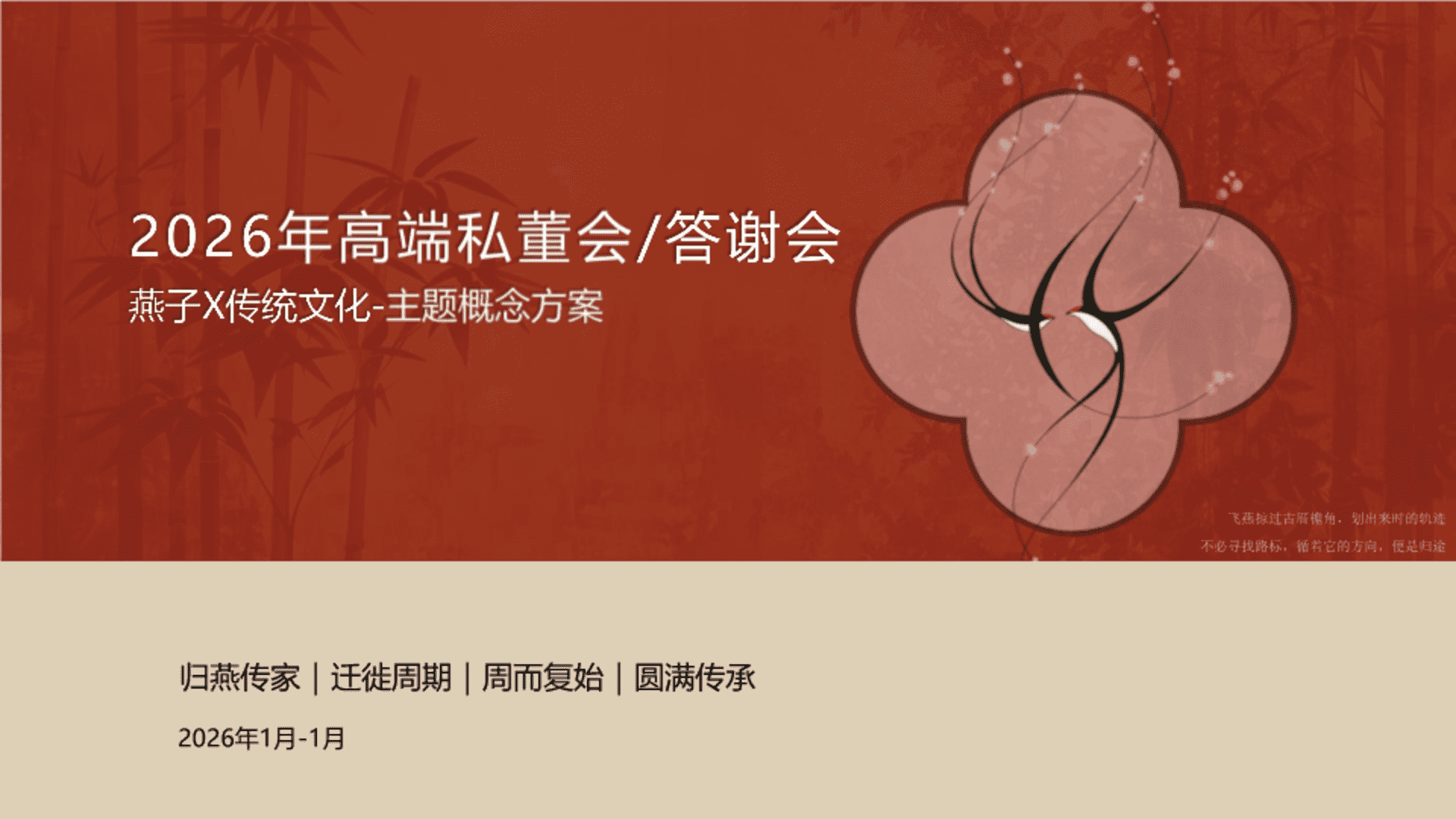 2026高端私董会答谢会“归燕传家”传统文化活动方案